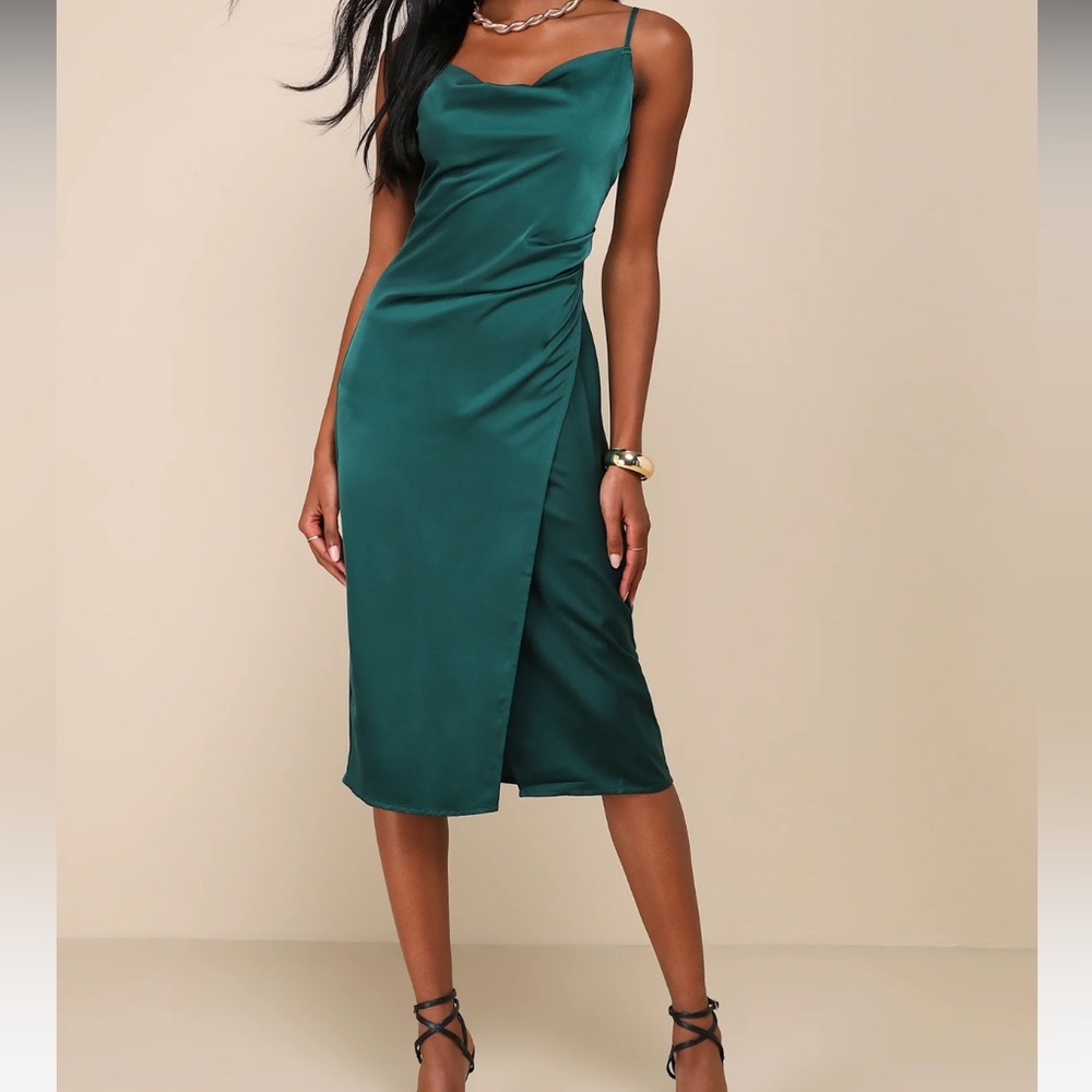 Elegant Green Satin Dress